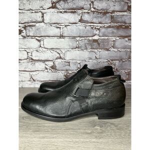 Bacco Bucci Llorente Black Genuine Leather Calfskin Side Strap Low Cut Boots 12